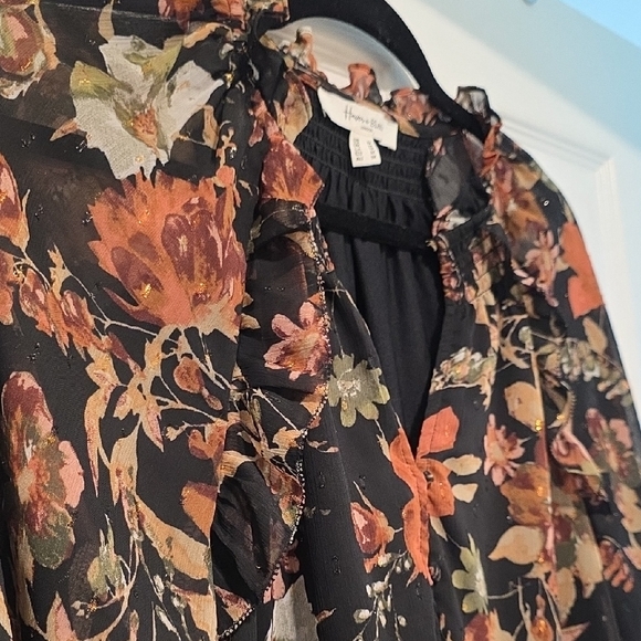 Haver & Blair Ruffle Neck Floral Butterfly Blouse - Picture 14 of 16